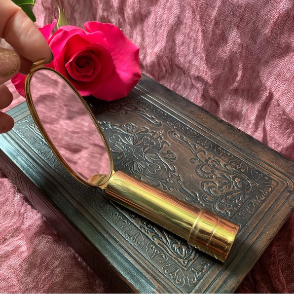 Vintage Mid Century Diamond Studded Lip view Lipstick Mirror and Holder - Picture 2 of 6